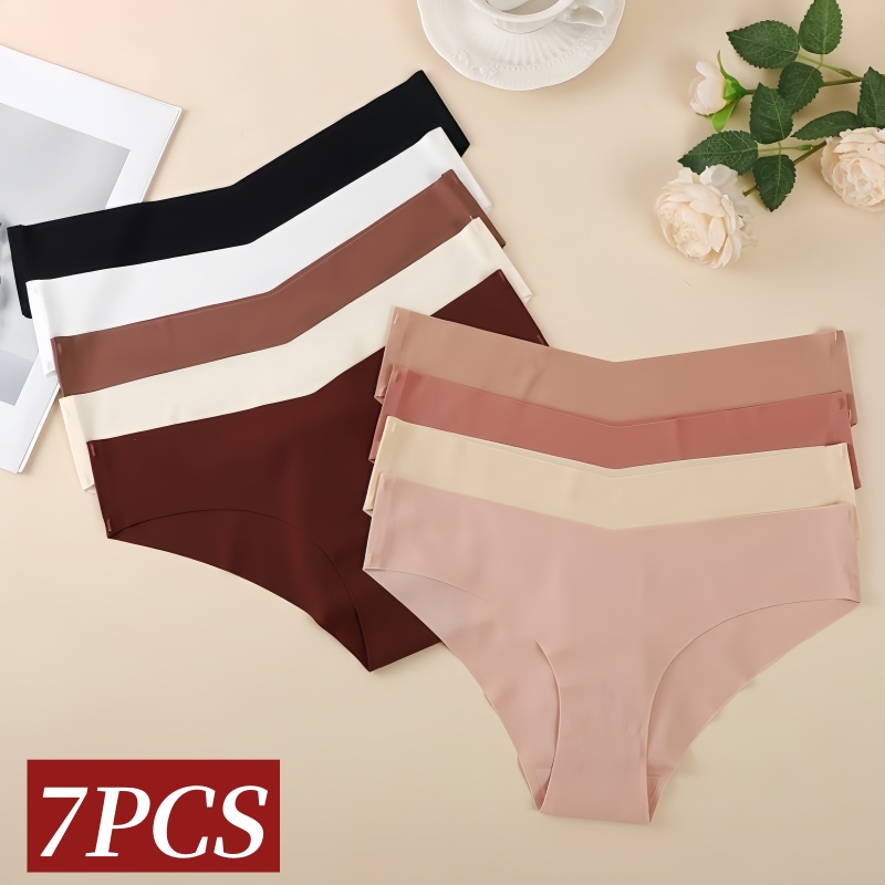 Aquarium Xl - 7Pcs/Set Women's V-Waist Panties Seamless Low-Waist