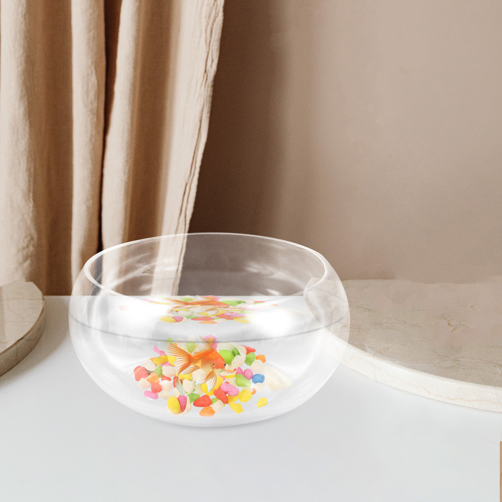 Aquarium Fish Goldfish - 1Set Fish Bowl Glass Round Fish