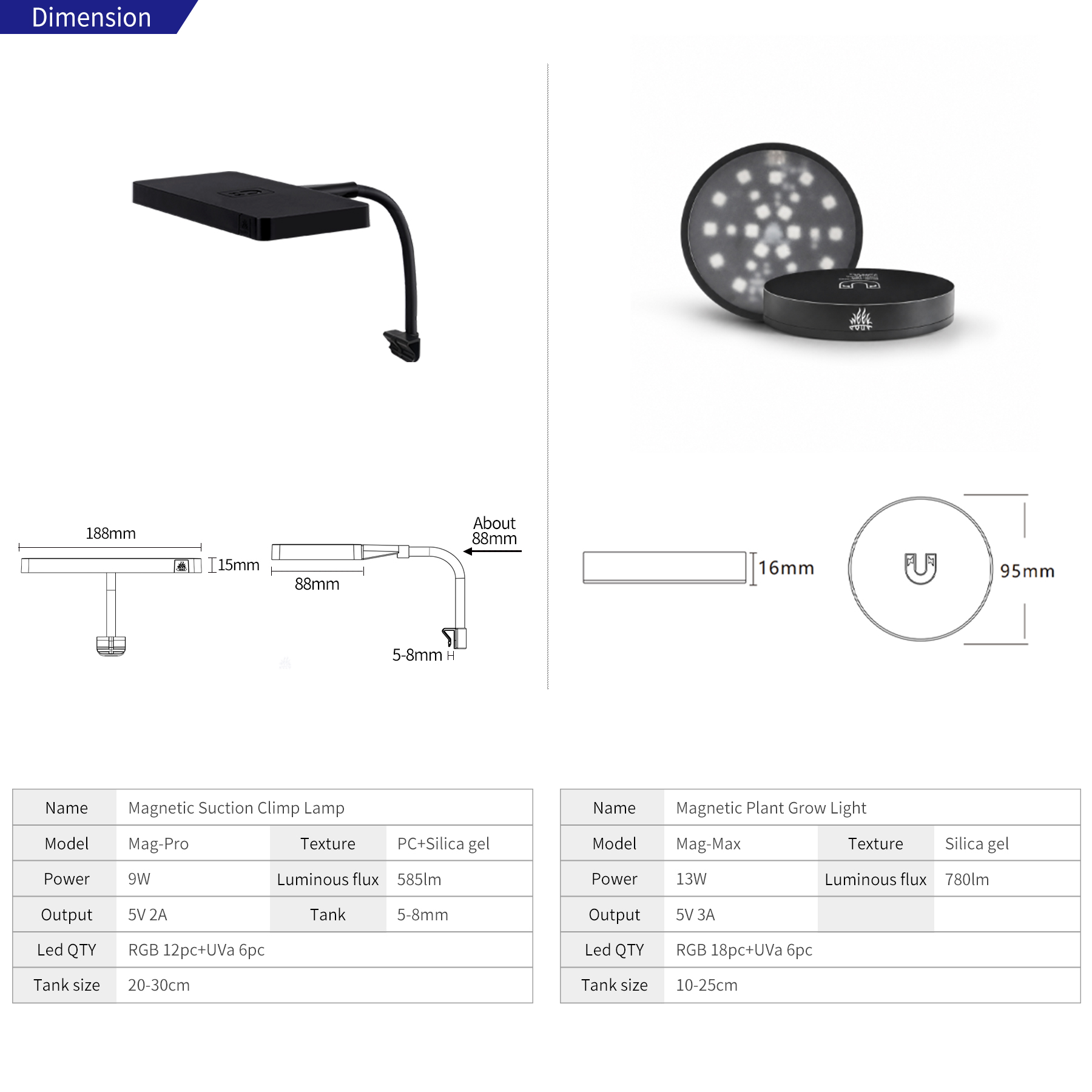 WEEK AQUA Mag-Pro Mag-Max Nano - Aquarium Fish Lamp review and price